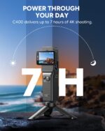 SJCAM C400 4K Vlogging Pocket Handheld Camera, 7H Power, 6-Axis Stabilization Action Camera, 2.29''Touch Screen, Waterproof Body Cam for Travel Vlogging and YouTube Live Streaming (64GB SD Card) - Image 5