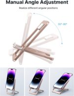 JSAUX Universal Mobile Stand for Desk, Foldable Aluminum Adjustable Phone Stand for Desk Smart Gadgets, Mobile Holder for Home Compatible for iPhone 16/15/14 Pro Max, Galaxy S25/S24/S23, Pink - Image 5
