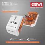 GM 6AMP 2-Pin Multi Plug Adapter | Universal Travel Adapter | Supports 2-Pin & 3-Pin Plugs | Multiple Charging Ports | Charge Smartphones, Laptops & Other Devices | Compact & Reliable | GM 3011 - Image 5