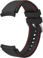 OBOE 20mm Silicone Smart Watch Replacement Strap Threadline Band Compatible with Samsung Galaxy Watch 5 / Watch 5 Pro SmartWatch (B-Black-Red) - Image 3