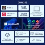 Dell 16, AMD Ryzen AI 5 340 6-core/12-thread Processor, 16GB LPDDR5X, 512GB SSD, FHD+, 16"/40.64cm, Win11, MSO'24, Ice Blue, 1.83 Kg, [Dell 16], 300 Nits IPS, Backlit+FPS Keyboard, AI Powered Laptop - Image 4