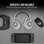 Corsair HS55 Stereo Gaming Headset (Leatherette Memory Foam Ear Pads, Lightweight Construction, Omni-Directional Microphone, Multi-Platform Compatibility with Included Y-Cable Adapter) White - Image 7