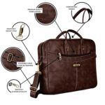 LOREM Brown Faux Leather 10L Laptop Messenger Bag for Men & Women BG37-UFBG - Image 4