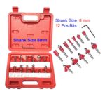ISC 12 Pcs Multi Shapes Router/Trimmer Bits Set Combo with Plastic Box Specially Designed for Wood Working (8 MM) - Image 3