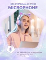 iClever BTH13 Bluetooth Kids Headphones with Mic, Over Ear Headphone Wireless Cat Ear Headphone for Girls Birthday Gift Safe Volume Limited, 45H Playtime, Portable Headset for iPad, Purple - Image 3