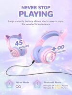 iClever BTH13 Bluetooth Kids Headphones with Mic, Over Ear Headphone Wireless Cat Ear Headphone for Girls Birthday Gift Safe Volume Limited, 45H Playtime, Portable Headset for iPad, Purple - Image 4