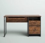 TEKAVO Office Table with Drawer Storage + Keyboard Tray | Computer Table for Home Workstation pc | Modern Work Desk (Brown Wood, Metal | 140 x 55 CM) - DIY Assembly - Image 5