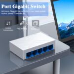 5 Port Gigabit Ethernet Switch Unmanaged - Desktop Network Switch with Plug & Play, Fanless Design for Home Office, Gaming, Streaming - Ethernet Splitter, Internet Hub, Computer Networking - Image 3