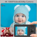 Digital Camera, 4K Ultra HD Cameras for Photography 56Mp Autofocus 20X Zoom Anti Shake Digital Point and Shoot Camera with 32GB SD Card for Adults, Kids Teens, Beginners (Black) - Image 3