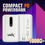 UNIX UX-1515 10000mAh Power Bank | 35W PD Fast Charging | Compact Li-Polymer Battery with Digital Display & Built-in 4-in-1 Cables | Type-C, Lighting, USB-A Compatible for Android & iOS - White - Image 5