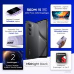 Redmi 15 5G Midnight Black 6GB + 128GB | Segment's Largest 7000mAhA Battery | Segment's Largest Display 17.53cm(6.9) Up to 144Hz | Snapdragon 6s Gen 3 | 18W Reverse Charging | 50MP AI Dual Camera - Image 3