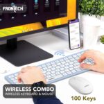 Frontech Wireless Keyboard and Mouse Combo | Dual Mode BT & 2.4GHz | Multi-Device | Rechargeable | 100 Keys | 1000 DPI Mouse (FT-1602BLU) - Image 3