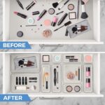 Zollyss 4 Pack Desk Drawer Organizer Tray Rectangle Plastic Bathroom Organizers Kitchen Utensils Silverware Gadgets Trays Dividers Bins for Dresser Cosmetic Makeup Tools Office Cabinets - Image 4