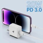 DR VAKU® 20W Charger Adapter Lightning Cable Combo Compatible with 14/14Plus/14Pro/14 Pro max/iPhone 13/13 Pro/13 Pro max 12/12 Pro/11/X/Xr- White - Image 3