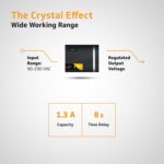 V-Guard Mini Crystal Supreme TV Stabilizer | Applicable for Smart TV's up to 82cm(32') +Set Top Box |1.3 Ampere Capacity |LED Indicator| 3 Year Warranty | Black - Image 5
