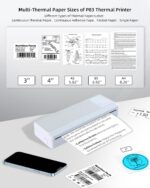 Portable Bluetooth Printer - Wireless Thermal Printer, Supports Multi-Size Thermal Paper, Compatible with Android and iOS Phones & PCs, 300DPI Inkless Printer for Travel, Office, School - Image 5
