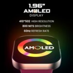 HAMMER Robust 1.96" AMOLED Smart Watch for Men with BT Calling, 410 * 502 PX, Always on Display, 800 Nits, Multi Sports Modes, 60Hz Refresh Rate (Charcoal Black) - Image 3