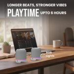 Toreto Twin Magno Magnetic Wireless Bluetooth Speaker 16W | Detachable Dual Speakers, RGB Lights, 6H Playtime, TWS Stereo Mode, Type-C Charging | Portable Wireless Speaker (Black) - Image 4