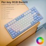 Chilkey ND75 LP Low Profile Aluminum Mechanical Keyboard, 75 Percent Wireless Gaming Keyboard w/Screen, Tri-Mode, Quick Disassembly, RGB Backlit Keyboard for Laptop Office PC (Blue) - Image 10