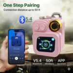 AI Smart Bluetooth Speaker | Portable Translator & Music Companion Real-Time Multi-Language Translation, 1200mAh Battery, Bluetooth 5.4, USB-C Fast Charging, Compact Design & Stereo Sound (Pink) - Image 4