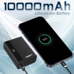 Tempt Fuel 10000mAH Power Bank 22.5W Fast Charging, Digital LED Display with Type C & USB | Chic & Compact | 2Way Port | All iPhone & Android Smartphones | QC + PD (Black) - Image 3