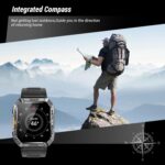 IOWODO Military Smart Watch for Men (Answer/Make Calls), 2.01'' Smart Watch for Android and iPhone, Fitness Tracker with Flashlight/Compass/100 Days Battery/Heart Rate/Sleep/100+ Sport Modes(2 Straps) - Image 5