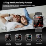 IOWODO Military Smart Watch for Men (Answer/Make Calls), 2.01'' Smart Watch for Android and iPhone, Fitness Tracker with Flashlight/Compass/100 Days Battery/Heart Rate/Sleep/100+ Sport Modes(2 Straps) - Image 8