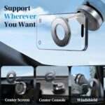 PlusAcc Vacuum Mobile Phone Holder Car for Magsafe - 360° Rotatable Foldable Portable Magnetic Mobile Phone Holder for 17/16/15/14/13/12 Attached to Windscreen/Dashboard/Mirror - Image 4