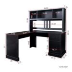 Bellemave L Shaped Desk, Computer Desk, Home Office Desk with Drawers, Bookshelf and Hutch, L-Shaped Study Table Writing Desk, Corner Gaming Computer Desk with Storage, Black - Image 3