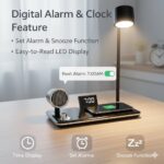 4 in 1 Desk Lamps for Home Office, Wireless Charger Small Desk Lamp with Bluetooth Speaker, Touch Lamps for nightstand, Reading Night Light with Alarm Clock,Dimmable,Side Table Lamp (Black) - Image 5