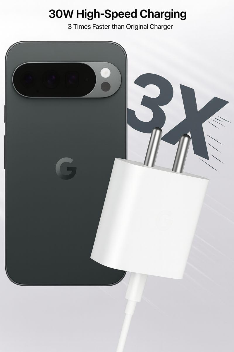 Original Google 30W C-Type PPS Rapidly Power Charging Adaptor for Google 10/9/Pro/XL/Fold/9a/8/8 Pro/8a/7/7Pro/S26/S25Fe/3a Lite/15/15R/Pixel Tab/Slate - Support Other USB-C 30 W Quick Charging, White - Image 5