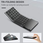 Foldable Bluetooth Wireless Portable Keyboard with touchpad Rechargeable Ultra Slim Mini Folding Keyboard Compatible with iFone iPad/Air iOS Android Smartphones/Tablets and Windows.. - Image 7