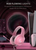 CM7002 Gaming Headset for PS5, PS4, PC, Mac, Switch, Xbox Series, Surround Sound RGB Gaming Headphones with Noise Canceling Microphone, 50MM Dynamic Drivers, 3.5MM Audio Jack, Light Pink - Image 4