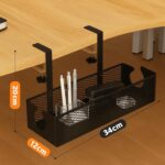 Gadget Wagon Under Desk Storage Tray No Drill Organizer Office and Home Metal, Black 03 - Image 7