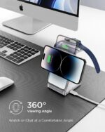 3 in 1 Foldable Zinc Alloy Wireless Charger[Compatible with Magsafe Charger],Magnetic Charging Station for iPhone 15/14/13/12 Series,for AirPods,iWatch-White - Image 4