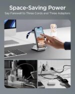 3 in 1 Foldable Zinc Alloy Wireless Charger[Compatible with Magsafe Charger],Magnetic Charging Station for iPhone 15/14/13/12 Series,for AirPods,iWatch-White - Image 7
