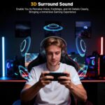 SENZER SG600 Pro Wireless Gaming Headset with Microphone - 7.1 Surround Sound, Noise Canceling Mic, 2.4GHz Wireless & Bluetooth 5.3 - Foldable Gaming Headphones for PC PS5 PS4 - Image 4