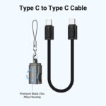 Zebronics Wattz 60CC4 Type-C to Type-C Braided Cable, PD 60W, Upto 480Mbps Data Sync, 20 cm, Durable, Charge & Sync, Rapid Charging, Compact with Keychain Case, For Laptops, Tablets, Mobiles (Black) - Image 3