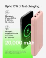 Belkin 20000 mAh Power Bank | Super Fast Charging | USB-C PD Port | 15W Charging for iPhone Series (16, 16 Pro Max), Samsung Galaxy, Google Pixel & More | 2 Years Warranty | Rose Gold - Image 7
