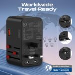 Promate TripMate160W Universal Travel Adapter with 2500W Universal AC Socket, GaNFast™ Technology, Triple PD140 Laptop Charging,All-in-One Charger 60W USB-A Port, US/UK/EU/AU Plugs. - Image 6