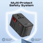 Promate TripMate160W Universal Travel Adapter with 2500W Universal AC Socket, GaNFast™ Technology, Triple PD140 Laptop Charging,All-in-One Charger 60W USB-A Port, US/UK/EU/AU Plugs. - Image 10