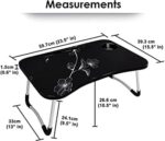 Wood Smart Multipurpose Foldable Laptop Table with Cup Holder,Study Table,Bed Table,Breakfast Table,Foldable & Portable/Ergonomic & Rounded Edges/Non-Slip Legs (Black Flower),59.7 cm,8 cm - Image 3