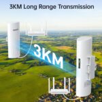 UeeVii CPE450 WR3000K WiFi Router Kit, 5.8G Wireless Point-to-Point Bridge, 3KM, Garage Construction Network Solution, Outdoor WiFi Bridge (2PCS), Plug - Image 6
