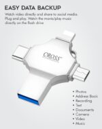 CROSS® 256 GB Pendrive, with Light-ning, Micro USB, USB A, Type-C Interface Mini PenDrive for iOS Working with iPhone 15 & 16 Series & Android Compatible with Phone, Pad, Android, PC - Image 6