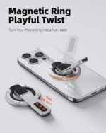 3 in 1 Magnetic Finger Ring Holder with Double-Sided Magnet, Phone Grip Stand, Fidget Toy Design, 360° Rotation, Magnetic Phone Stand Compatible with iPhone 17/16/15/14/13/12 (White) - Image 3