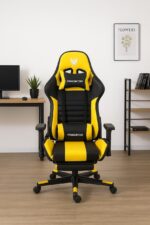 Gaming Chair Adjustable Seat Height 2D Arm Rest, 180° Recline High Back PU Leather Modern Ergonomic with Lumbar Support Retractable Foot Rest with Lumber Massager - Image 3