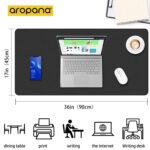AROPANA Vegan Leather Desk Mat | Large Reversible Mouse Pad & Computer Table Protector | Dual-Side Waterproof Extended Laptop Pad with Edge-Stitched Design (90x45cm, Black and Grey) - Image 3