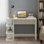 FURNEASER Qualish Study Table with Under Desk Storage Shelf - Desktop Table for PC, Laptop, Study, Drawing, Gaming Computer Table Office Furniture for Home Office 103X40 cm (White) - Image 4