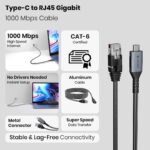 Lapcare Type-C to RJ45 Gigabit Ethernet Adapter Cable | USB-C to LAN 1000 Mbps High-Speed | 3M Braided Nylon | USB 3.1 SuperSpeed | Compatible with Laptop, MacBook, Router - Image 5