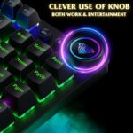 Aula M75 Tri-Mode (2.4G/Bluetooth/Wired) Hot Swappable RGB Backlit Wireless Mechanical Gaming Keyboard | All Key Anti-Ghosting | Dual Mode Knob with Multimedia Buttons | Black - Red Switches - Image 3